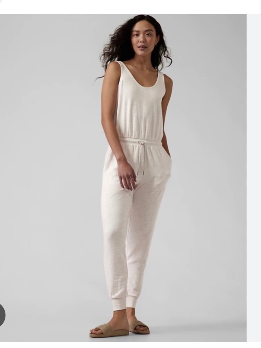 NWT Athleta Balance Jumpsuit Sz XL Heathered Cream Toasted Brown